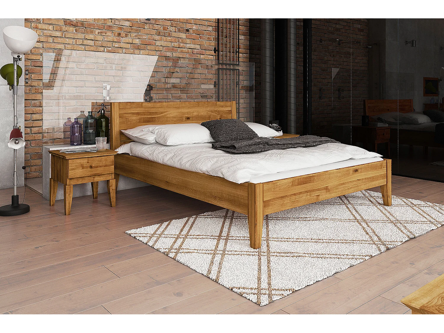 ELIAS 7 - Letto in legno massello 180 x 200 cm in rovere selvatico oliato