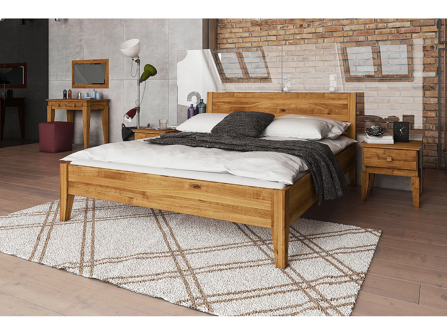 ELIAS 7 - Letto in legno massello 180 x 200 cm in rovere selvatico oliato