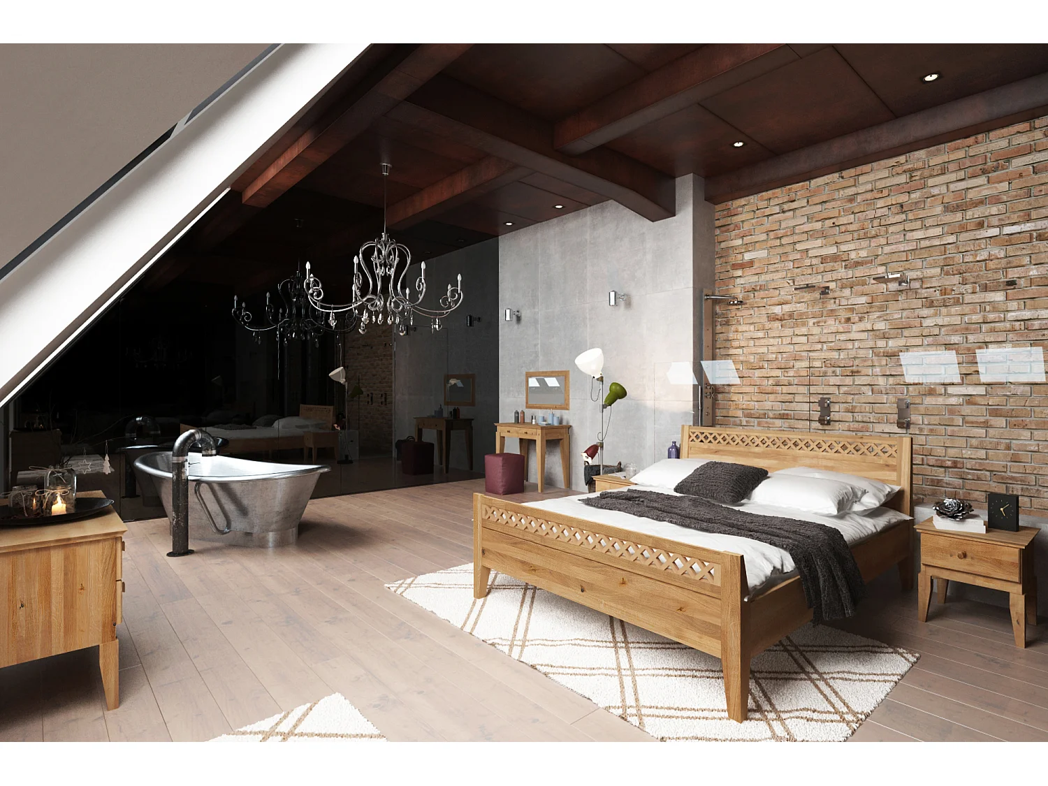 ODYS 4 - Lit 200x200 cm en cœur de hêtre huilé naturel