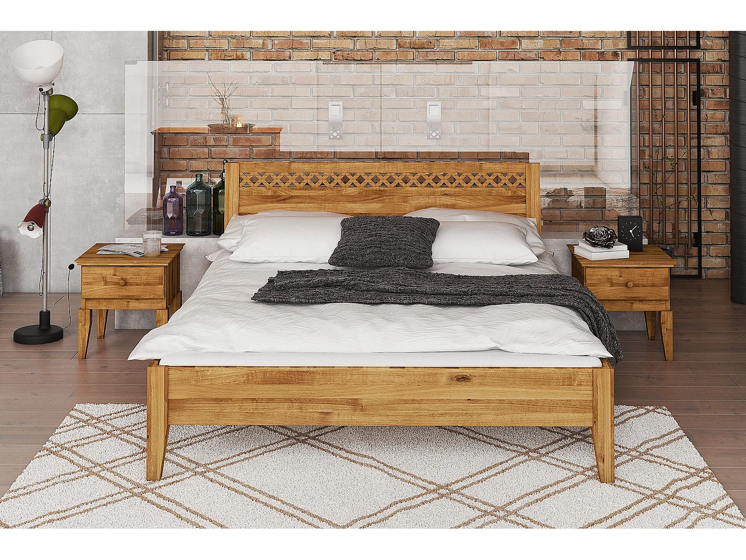 ODYS 3 - Bett 120x200 cm  aus Wildeiche naturgeölt