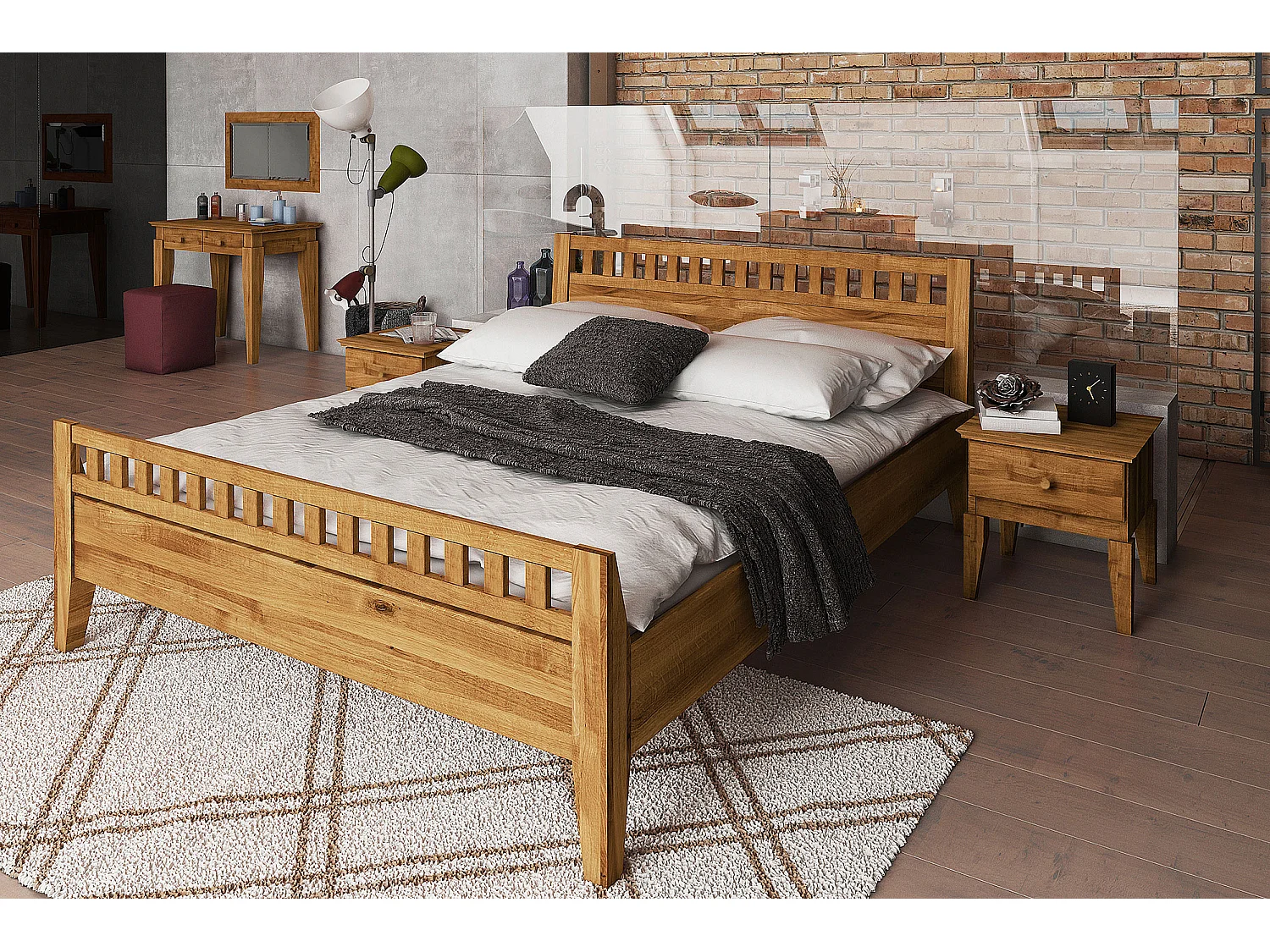 ODYS 6 - Bett 90x200 cm  aus Wildeiche naturgeölt