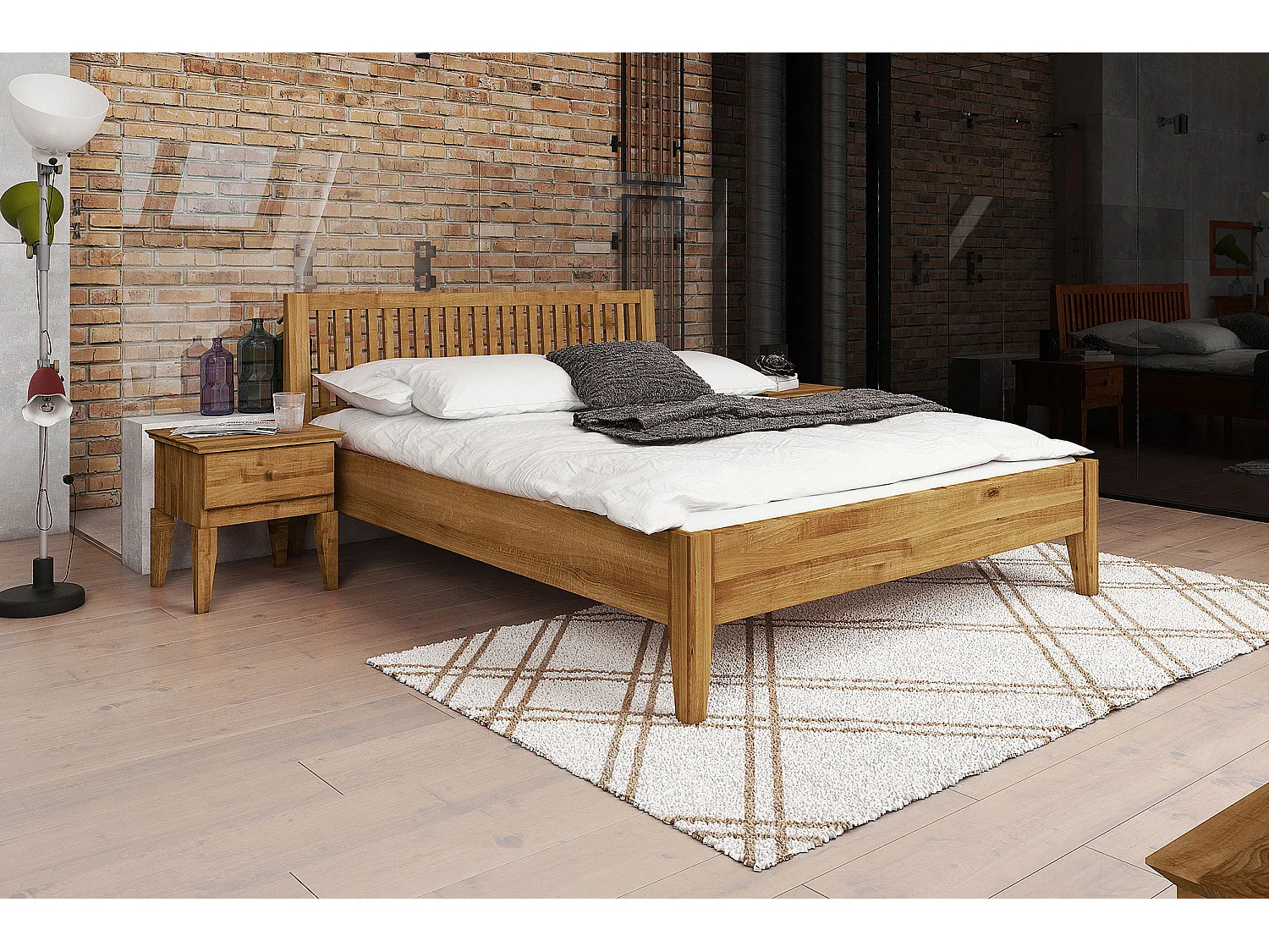 ODYS 1 - Bett 200x200 cm  aus Wildeiche naturgeölt