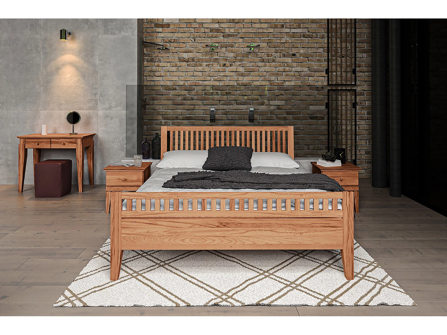 ODYS 2 - Bett 140x200 cm  aus Kernbuche naturgeölt