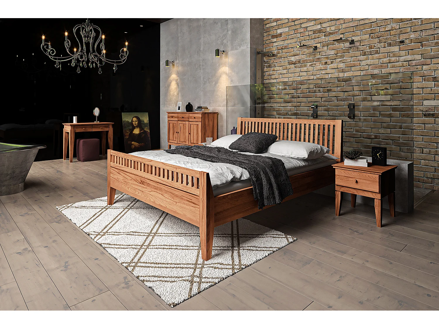 ODYS 2 - Lit 140x200 cm en cœur de hêtre huilé naturel