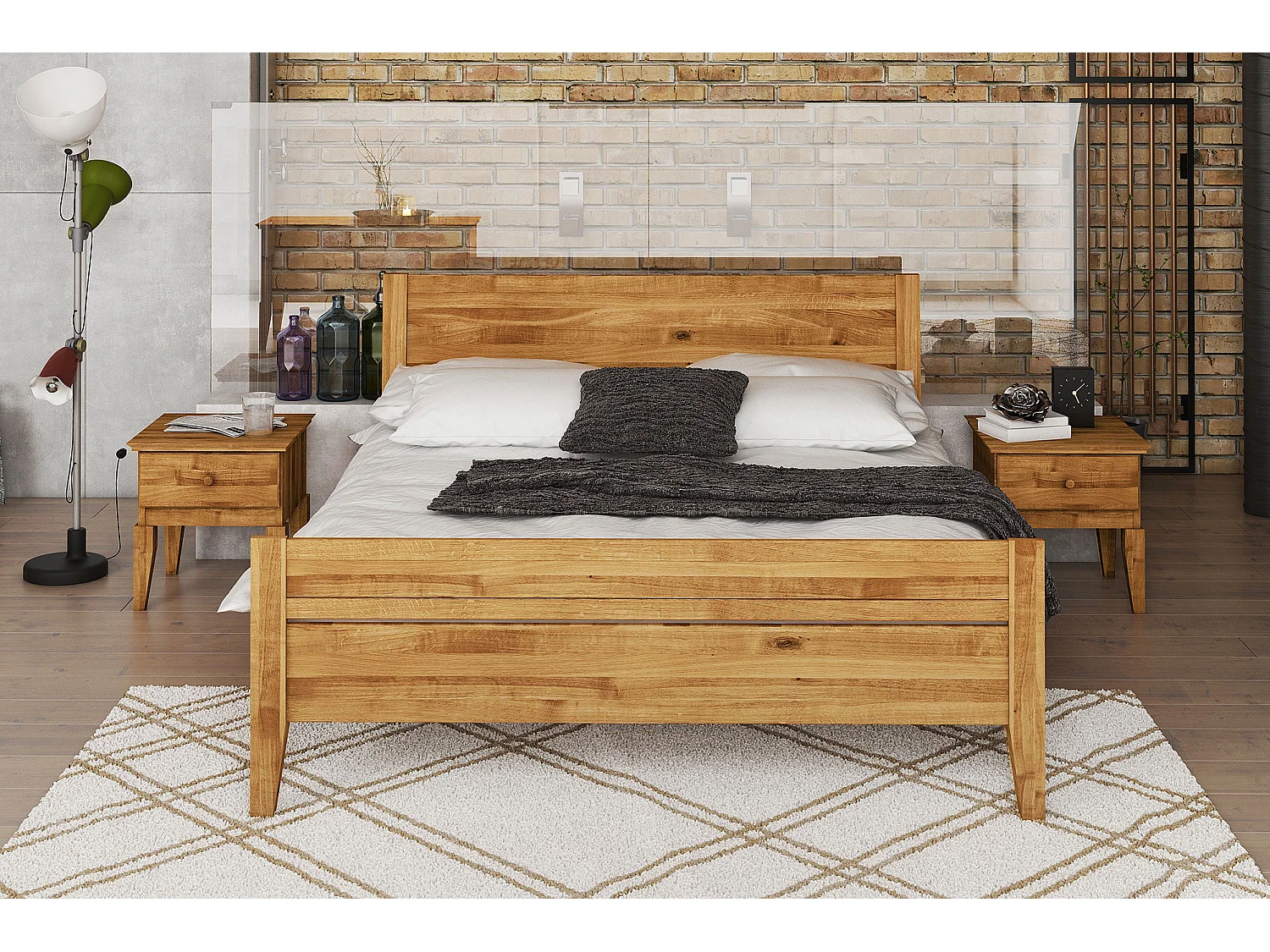 ODYS 8 - Bett 80x200 cm  aus Wildeiche naturgeölt