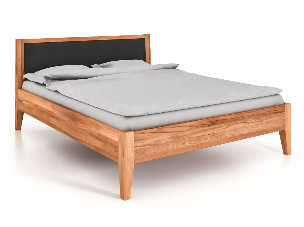 Kauf Unique ODYS - Bett mit Gepolsterem Kopfteil 80x200 cm aus Kernbuche naturgeölt