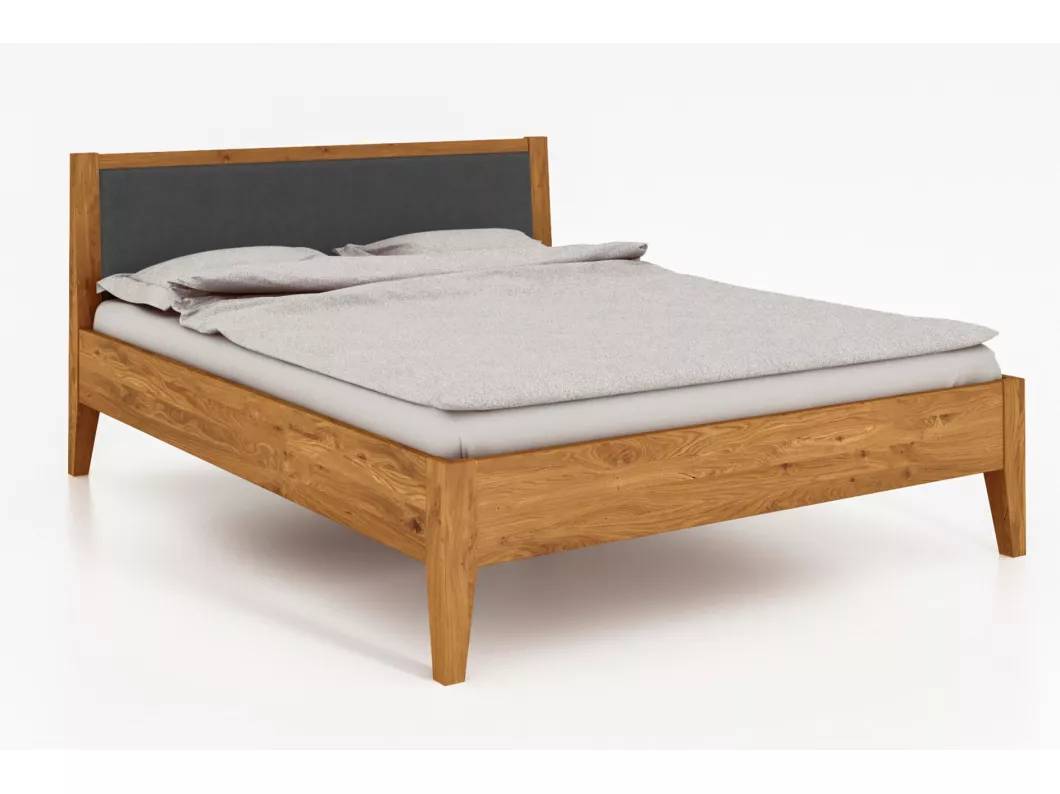 Kauf Unique ODYS - Bett mit Gepolsterem Kopfteil 80x200 cm aus Wildeiche naturgeölt