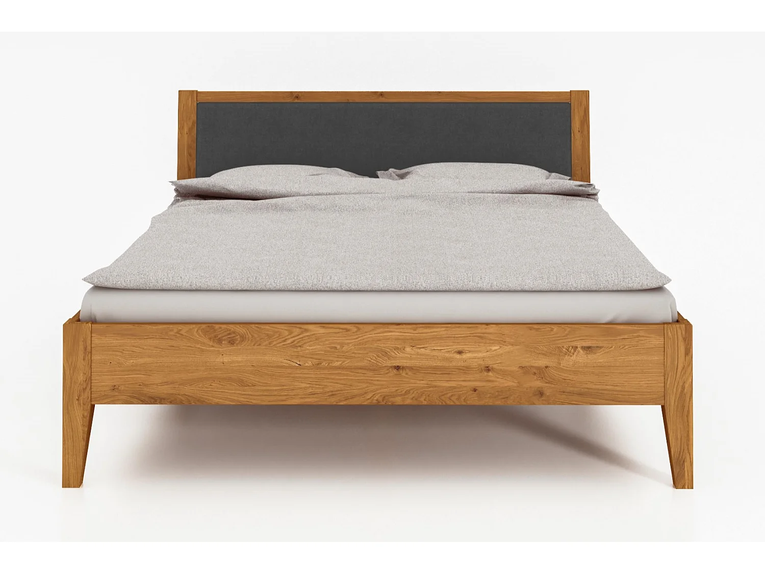 ODYS - Bett  mit Gepolsterem Kopfteil 80x200 cm  aus Wildeiche naturgeölt