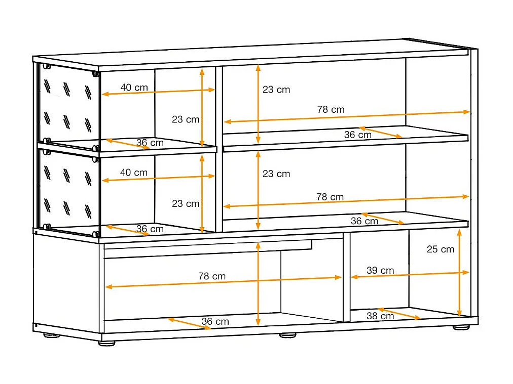 Buffet 3 Portes & 3 Niveaux "Silk" 120cm Gris & Naturel