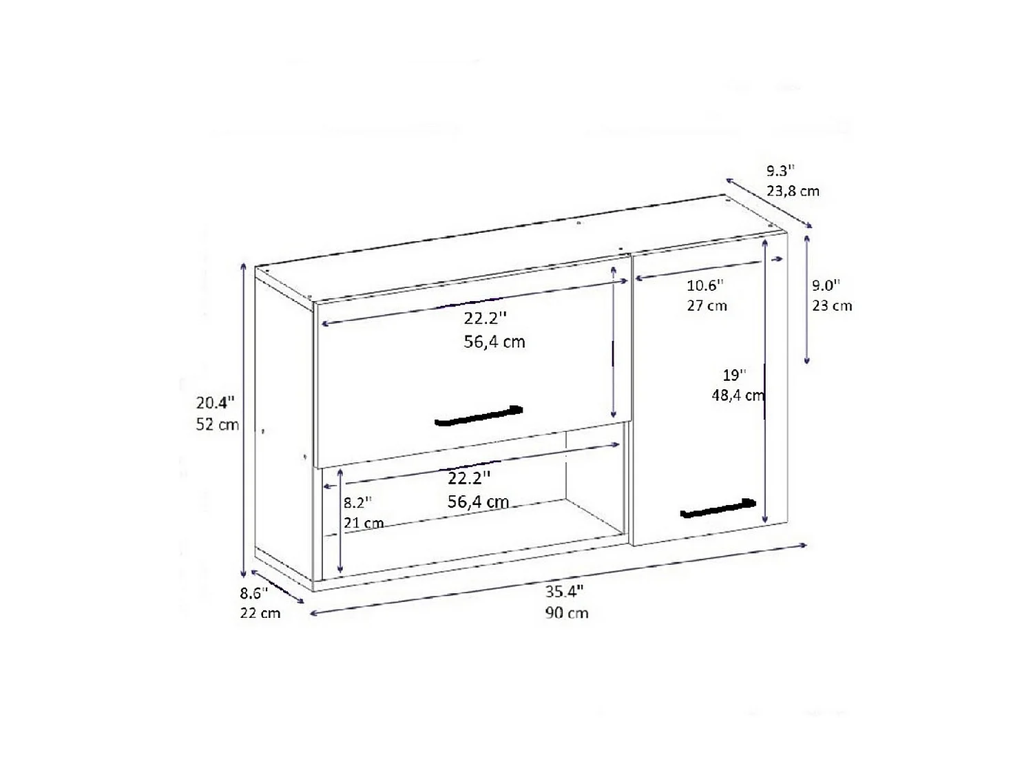 Szafka Kuchenna Emma, Biały, 90x23,8x52 cm, EPIKASA