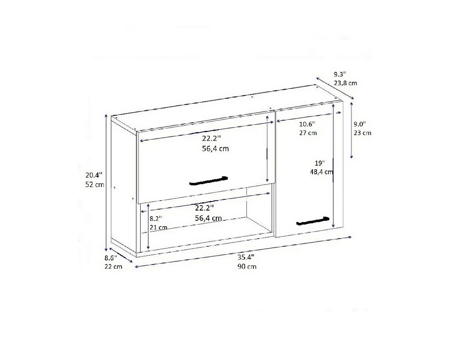 Szafka Kuchenna Emma, Biały, 90x23,8x52 cm, EPIKASA