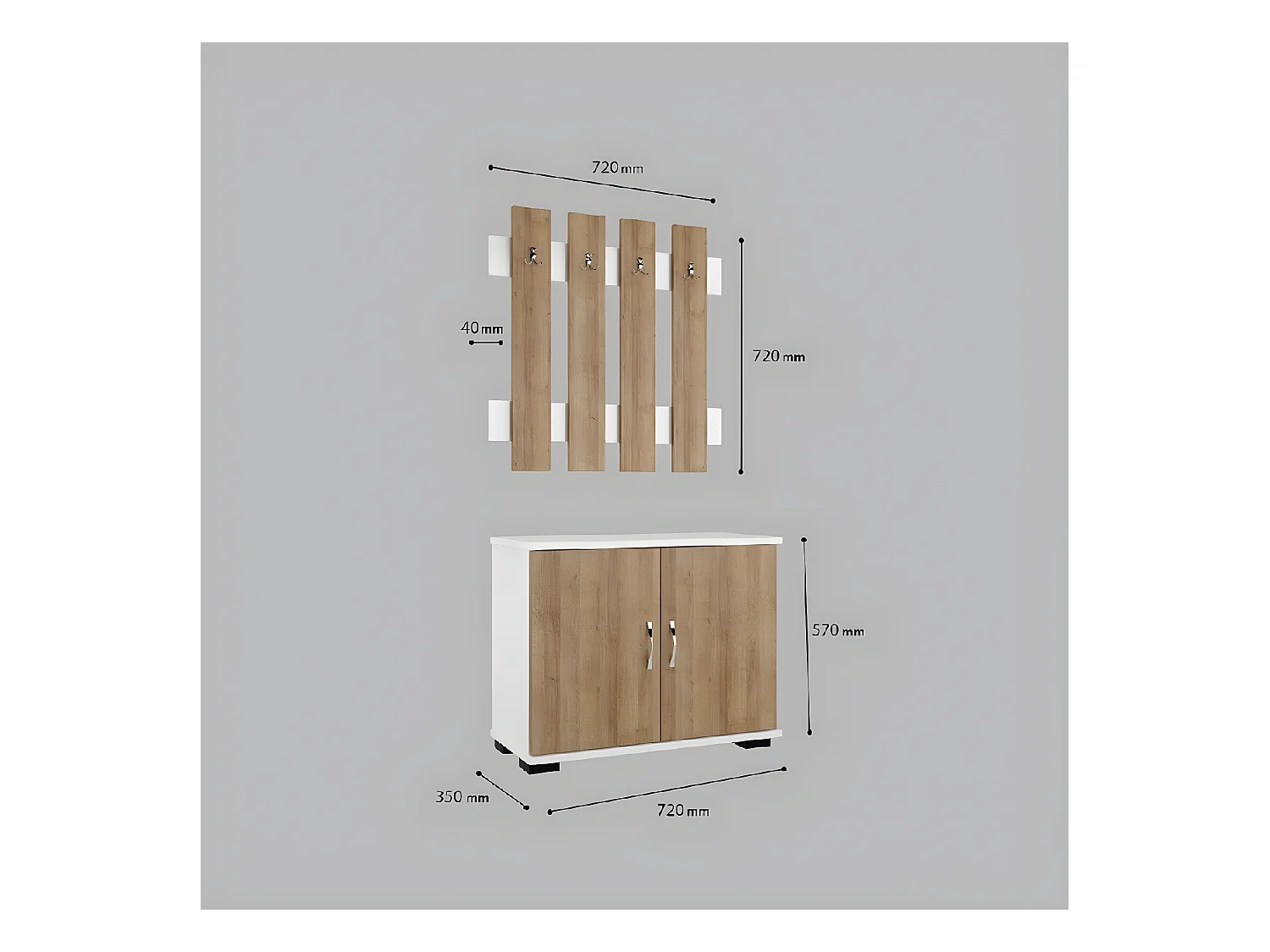 Mueble de Entrada Morena, Roble, 72x35x129 cm, EPIKASA