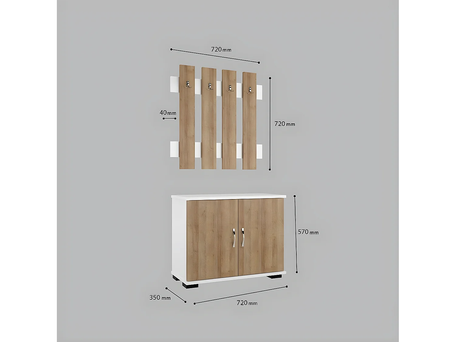 Mueble de Entrada Morena, Roble, 72x35x129 cm, EPIKASA