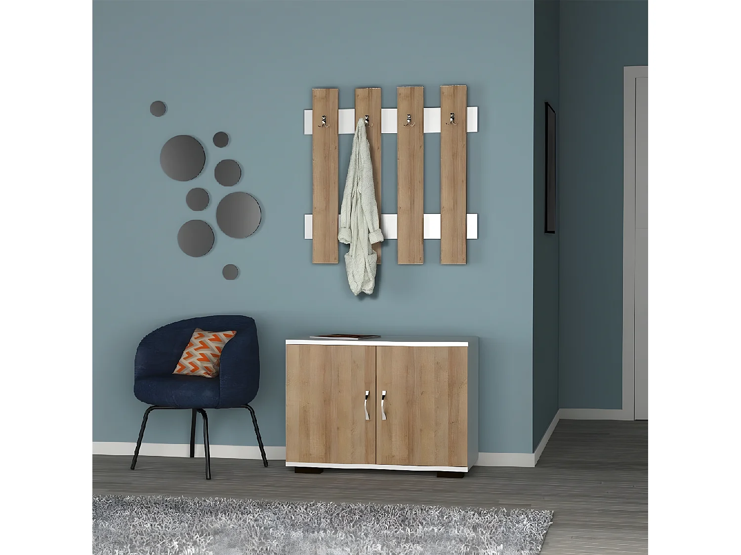 Meuble d'Entrée Morena, Chêne, 72x35x129 cm, EPIKASA