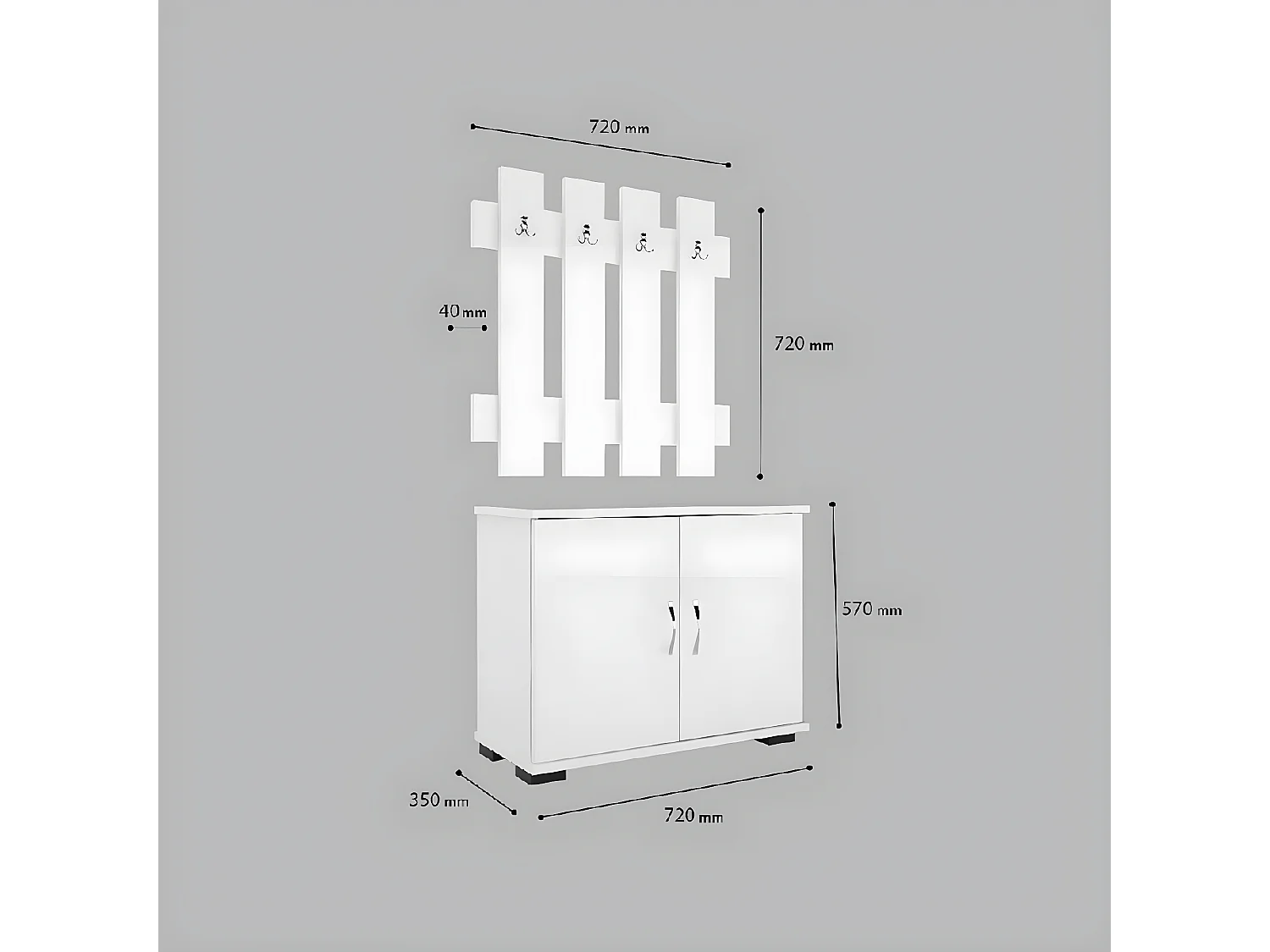 Meuble d'Entrée Morena, Blanc, 72x35x129 cm, EPIKASA