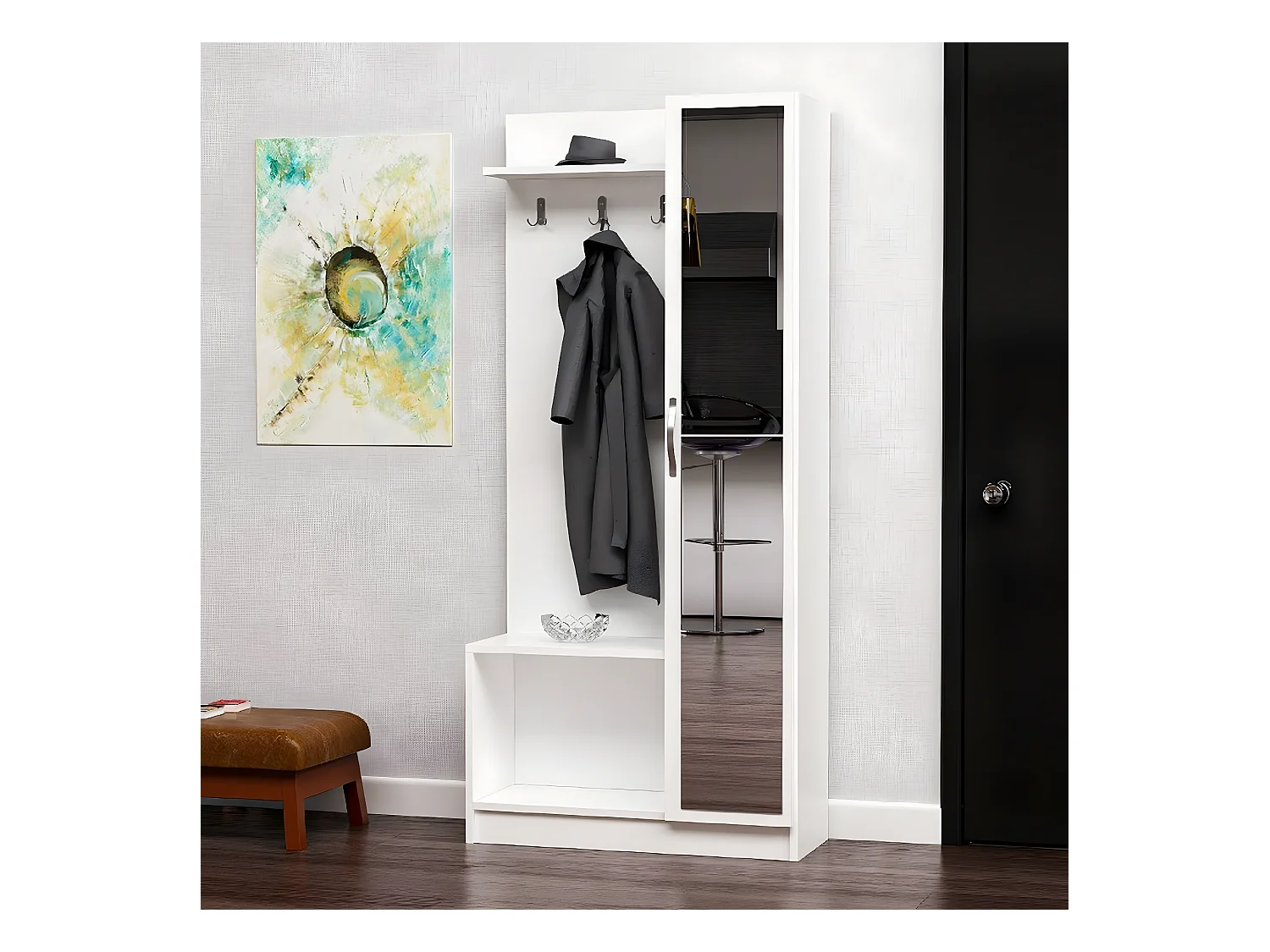 Meuble d'Entrée Mafalda, Blanc, 80x32x173 cm, EPIKASA