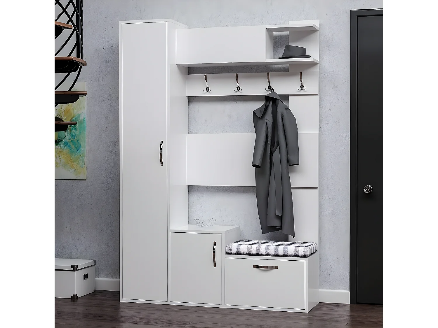 Mueble de Entrada Ursula, Blanco, 125x35x184 cm, EPIKASA