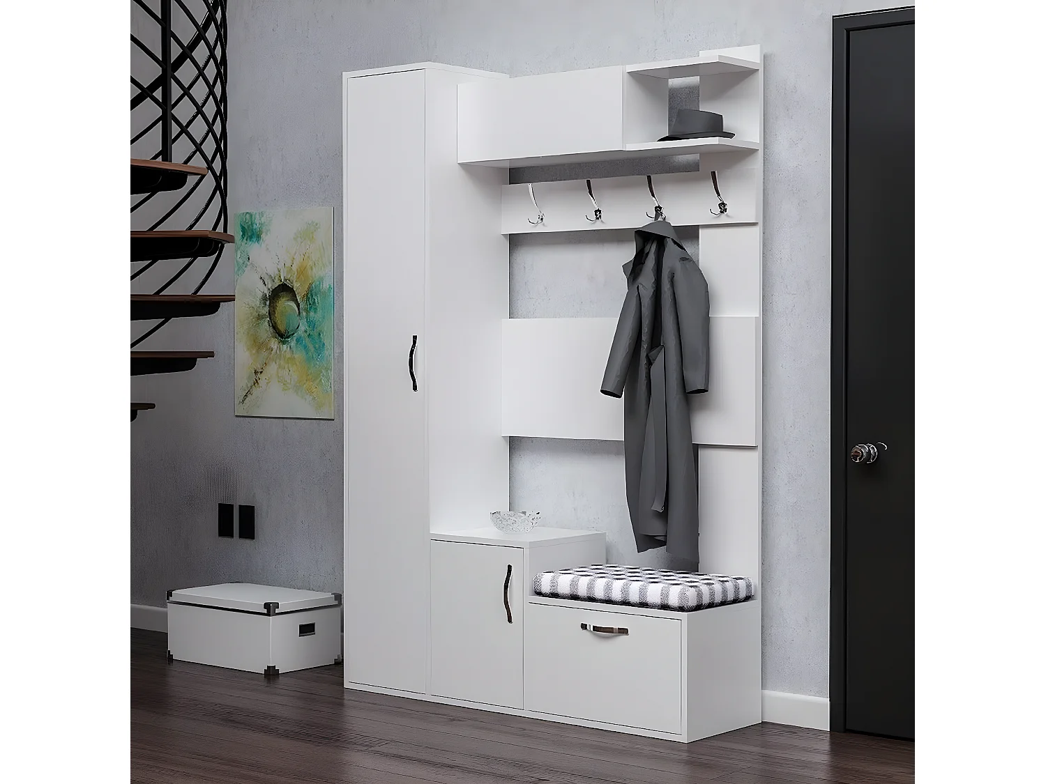 Mueble de Entrada Ursula, Blanco, 125x35x184 cm, EPIKASA