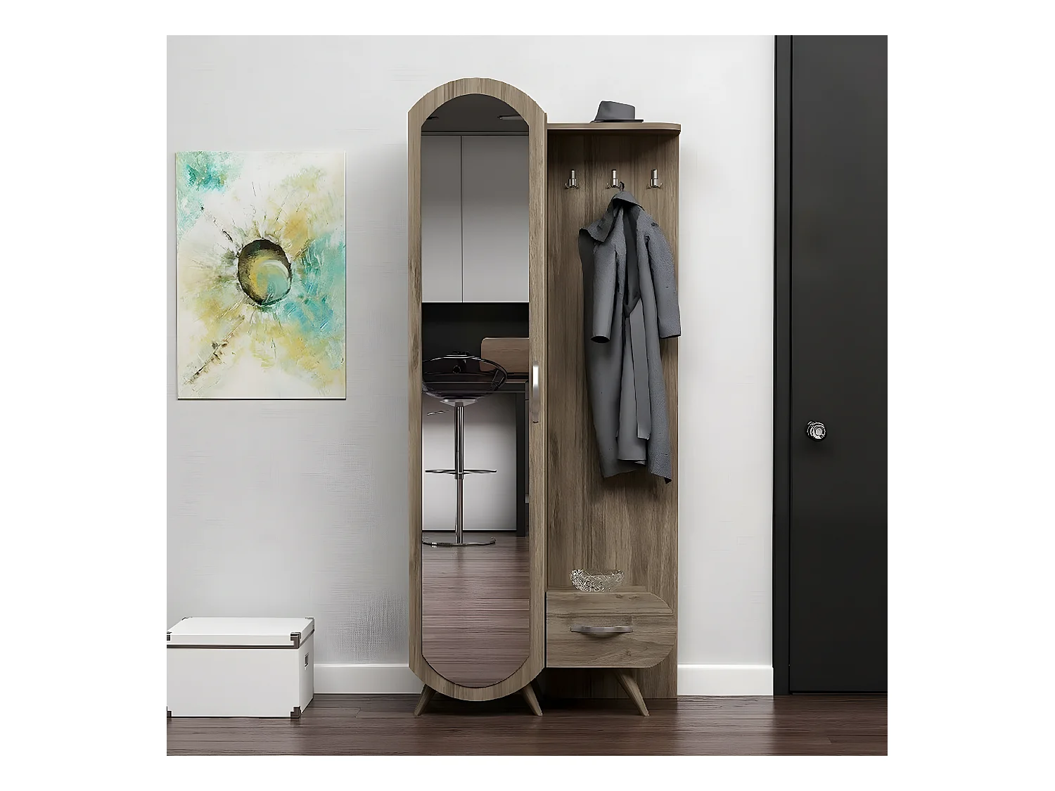 Mueble de Entrada Flora, Nogal, 80x35x180 cm, EPIKASA