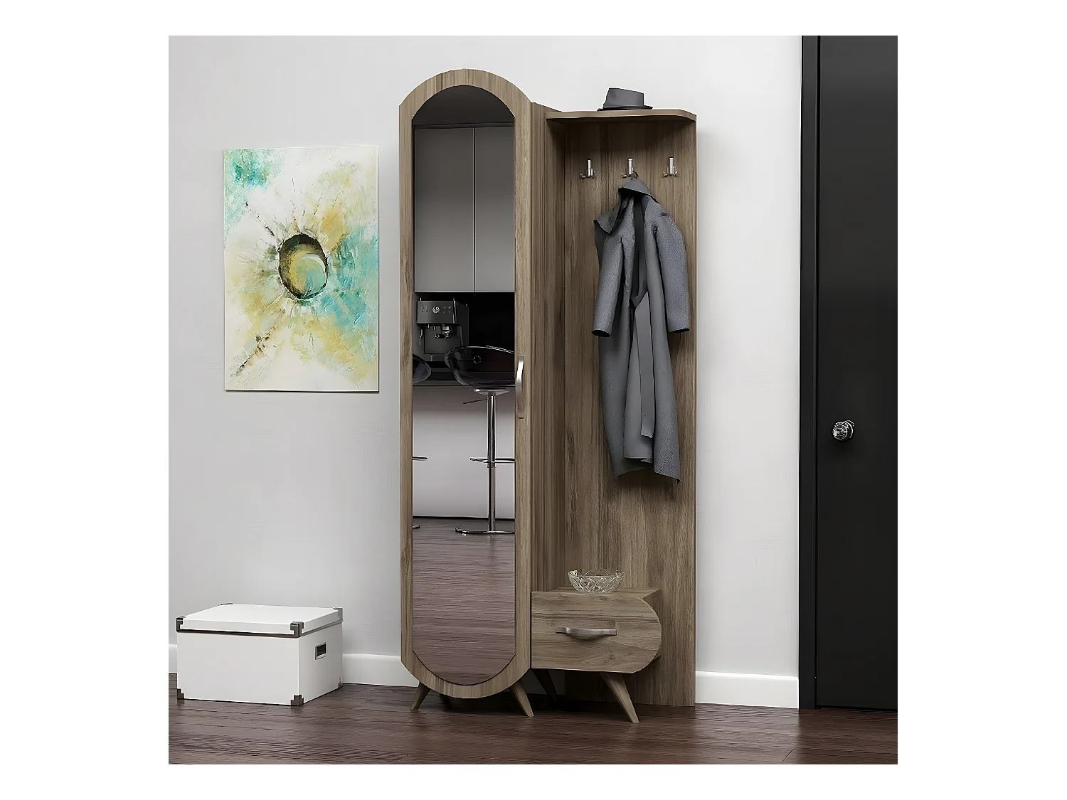 Mueble de Entrada Flora, Nogal, 80x35x180 cm, EPIKASA