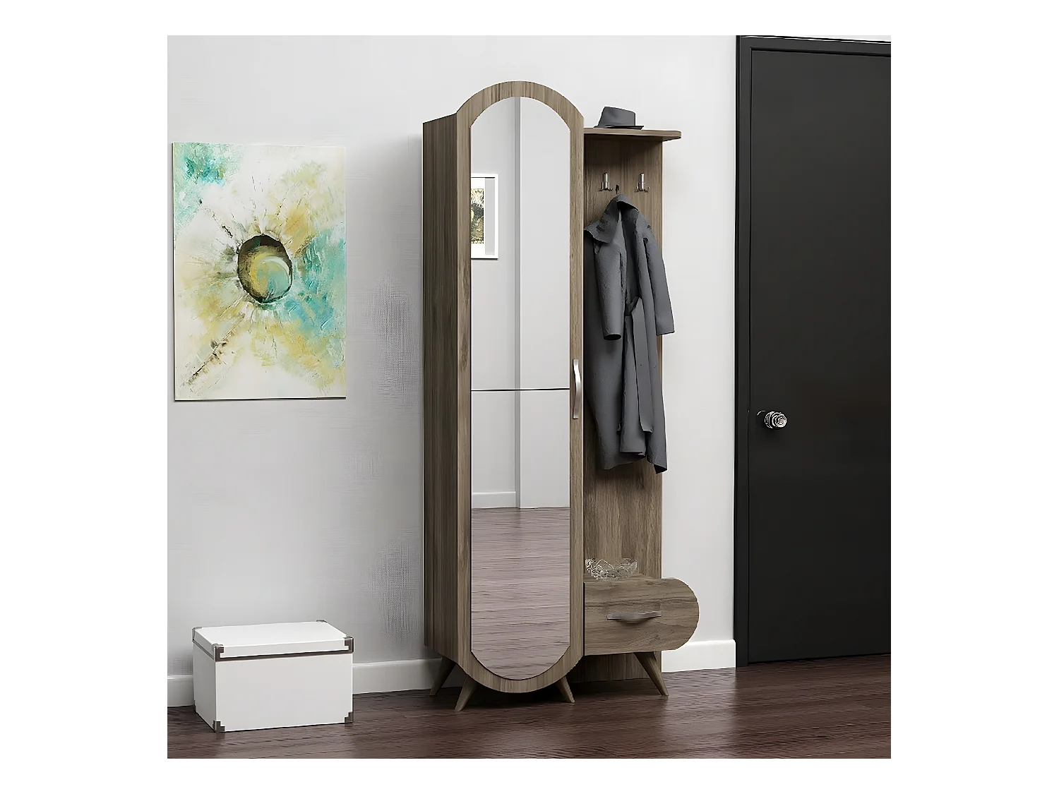 Mueble de Entrada Flora, Nogal, 80x35x180 cm, EPIKASA