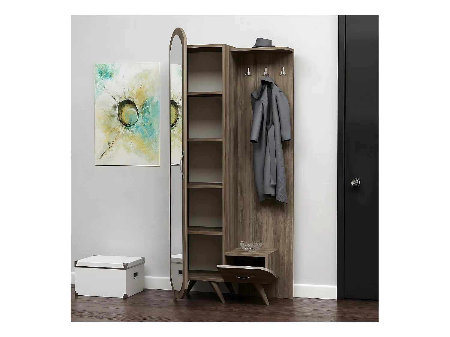 Mueble de Entrada Flora, Nogal, 80x35x180 cm, EPIKASA