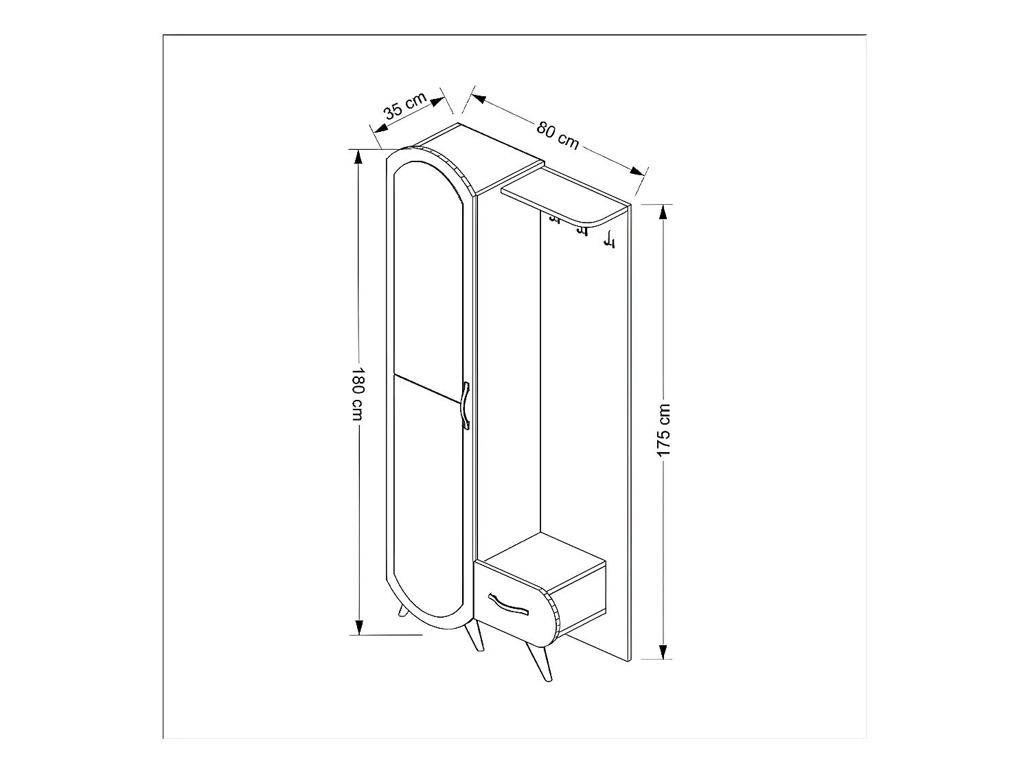 Mueble de Entrada Flora, Nogal, 80x35x180 cm, EPIKASA