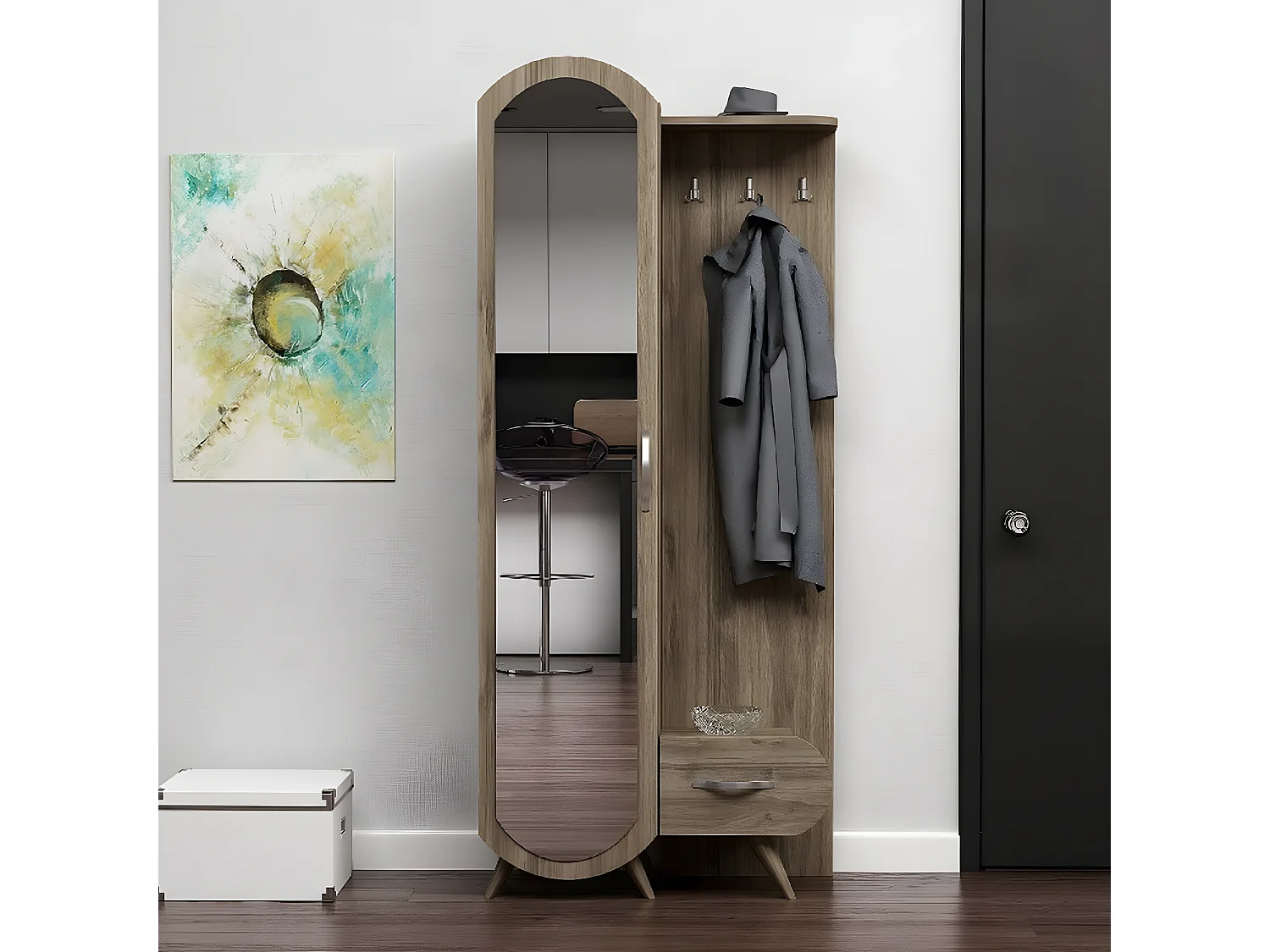 Mueble de Entrada Flora, Nogal, 80x35x180 cm, EPIKASA