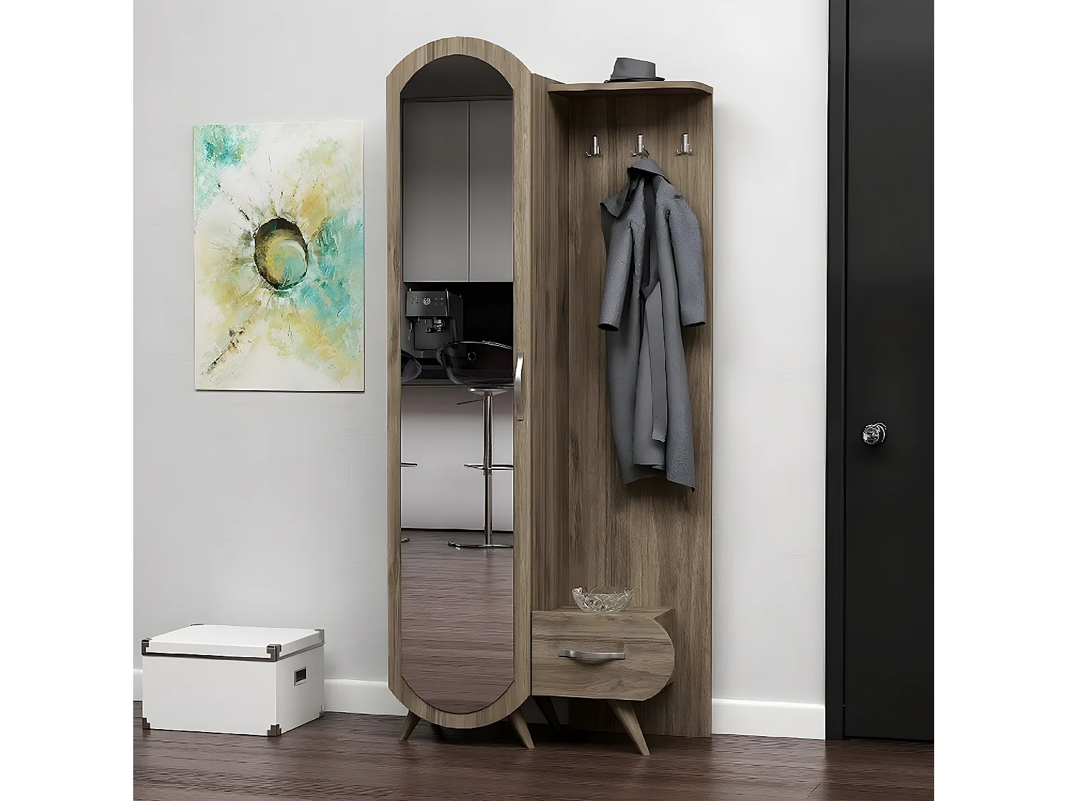 Mueble de Entrada Flora, Nogal, 80x35x180 cm, EPIKASA