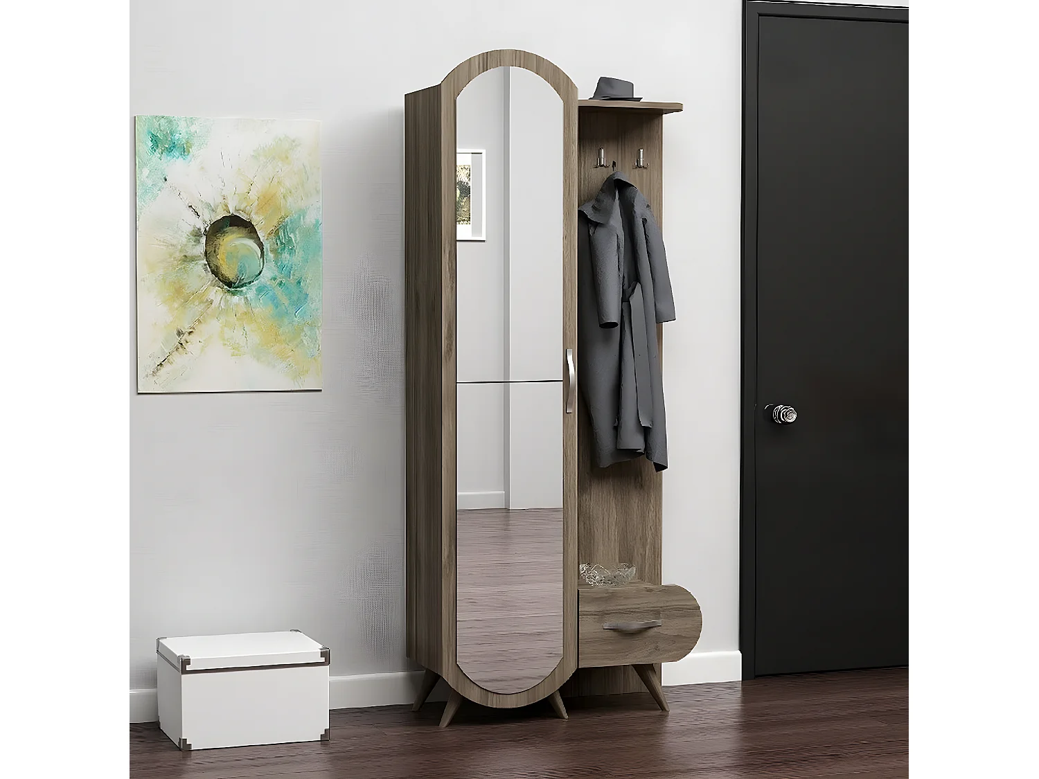 Mueble de Entrada Flora, Nogal, 80x35x180 cm, EPIKASA