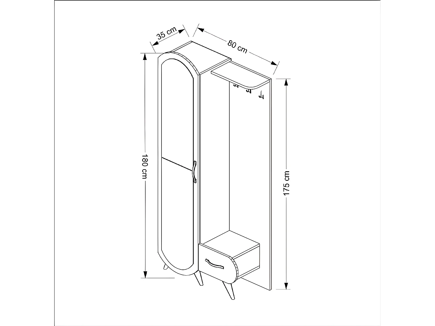 Mueble de Entrada Flora, Nogal, 80x35x180 cm, EPIKASA