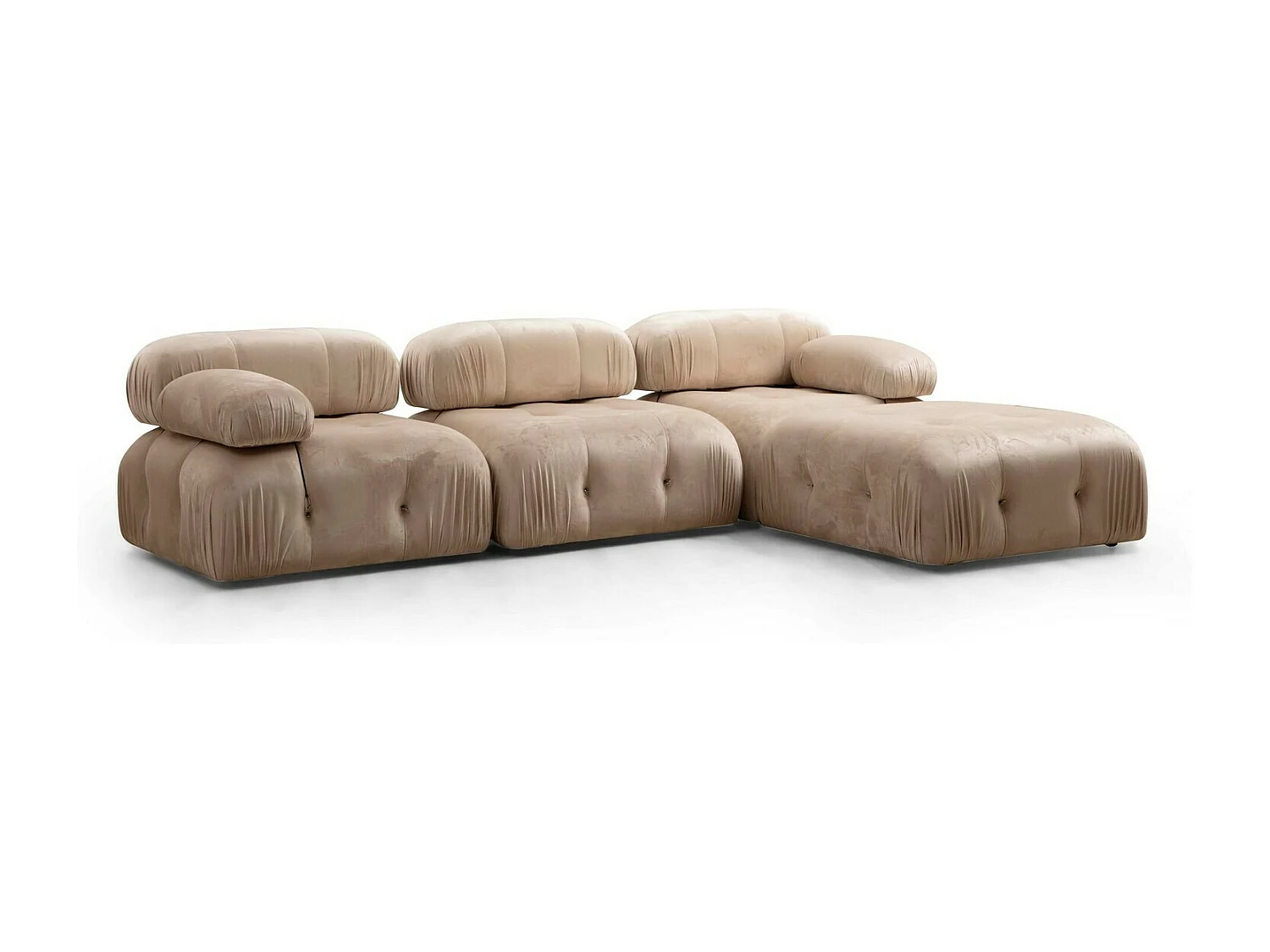 Puf Altadena A109, De color marrón claro, 45x95x95cm, Tapiz, Patas: Plástico