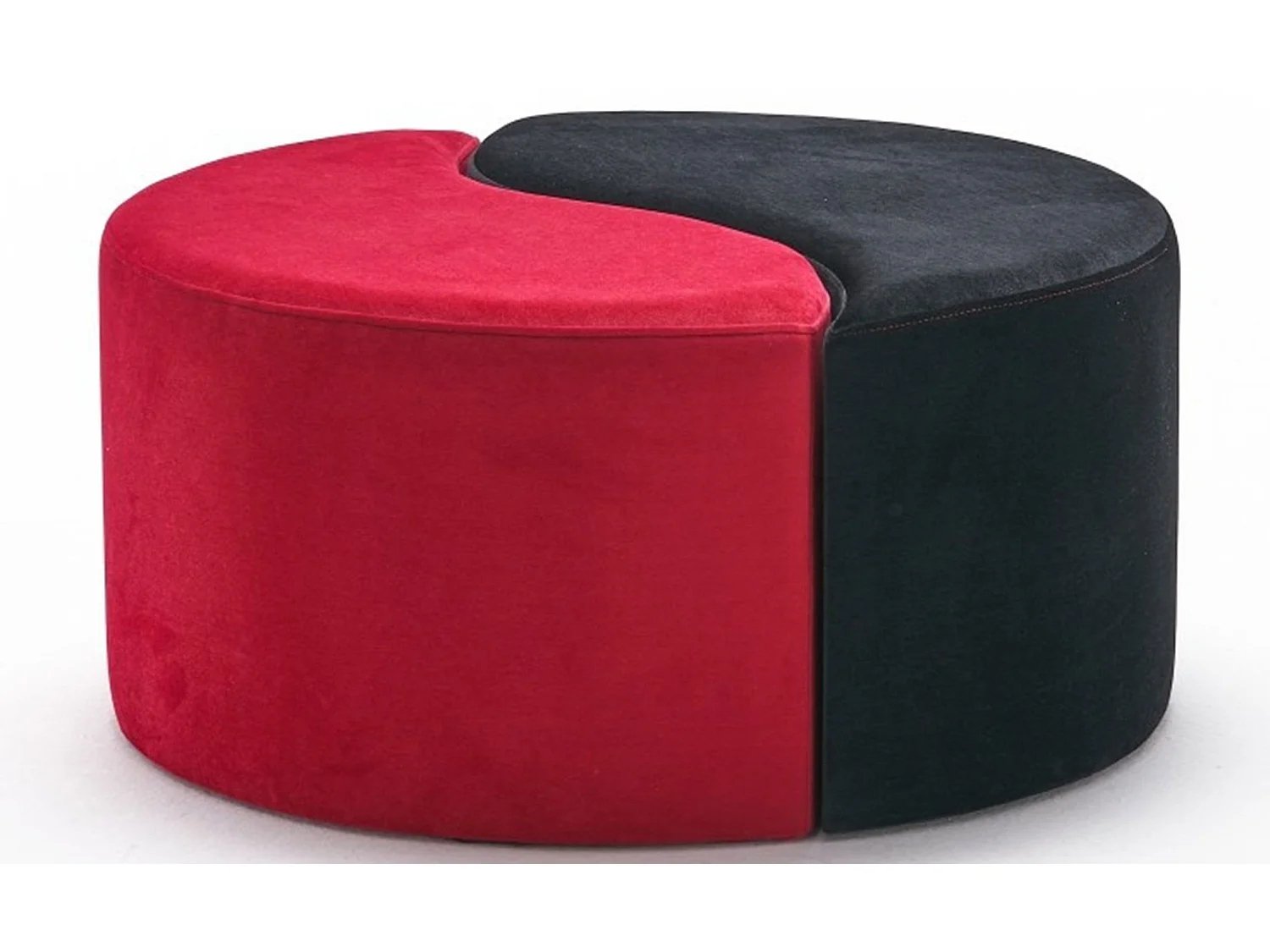 Lot de 2 poufs puzzle Ratsel L43xH40cm Velours Noir et Rouge