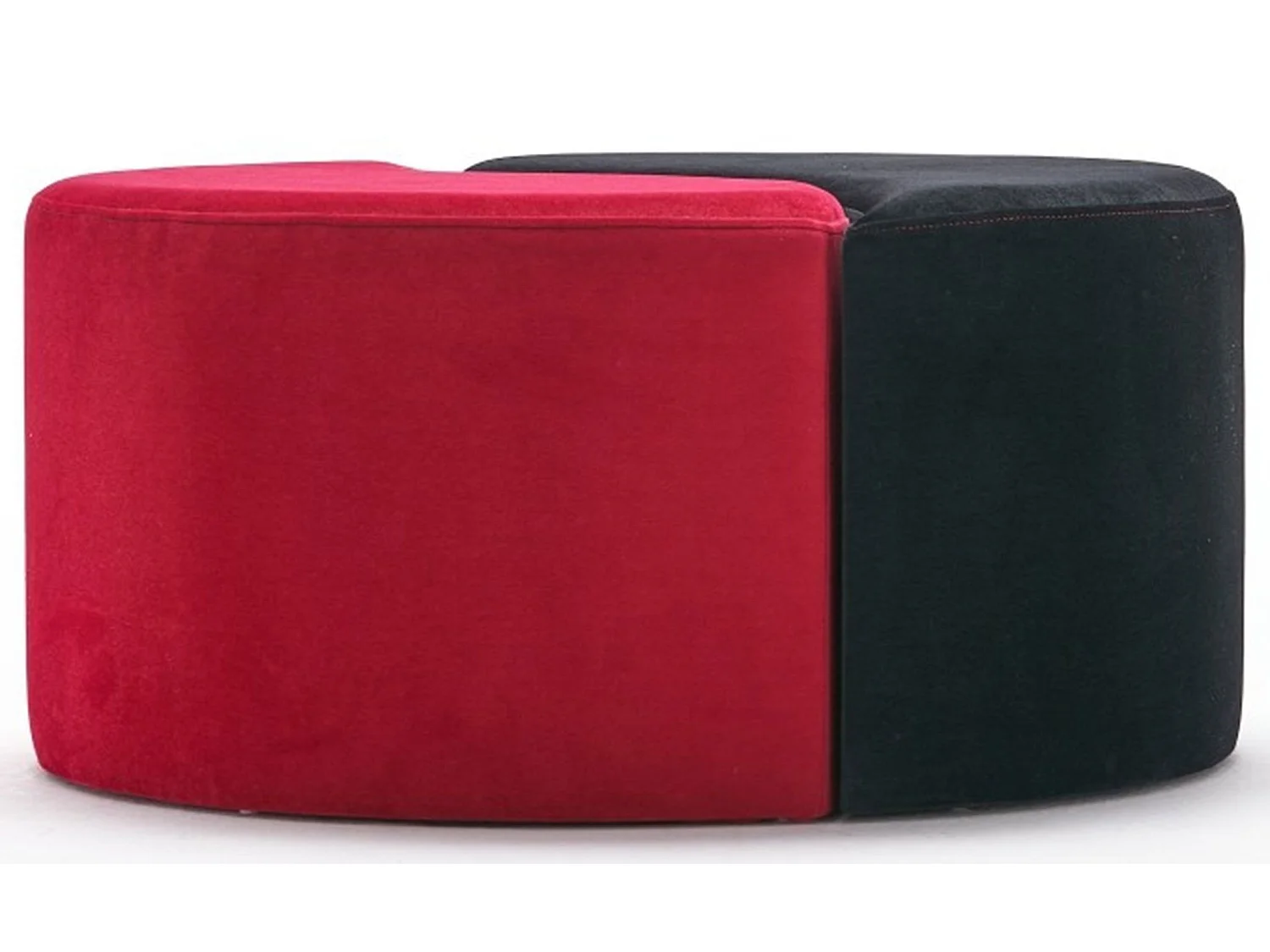 Lot de 2 poufs puzzle Ratsel L43xH40cm Velours Noir et Rouge