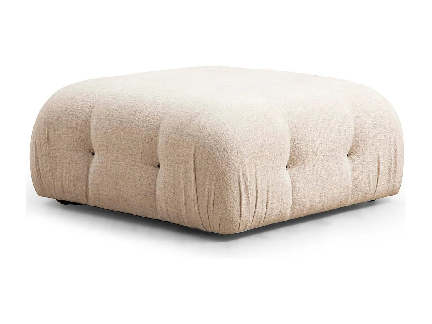 Pouf carré Nourhane Tissu Crème