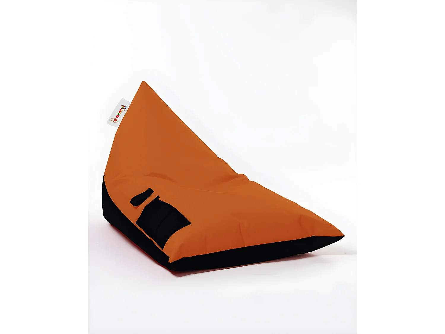 Pouf / coussin de sol triangle Gilko 90x145cm Tissu Noir et Orange