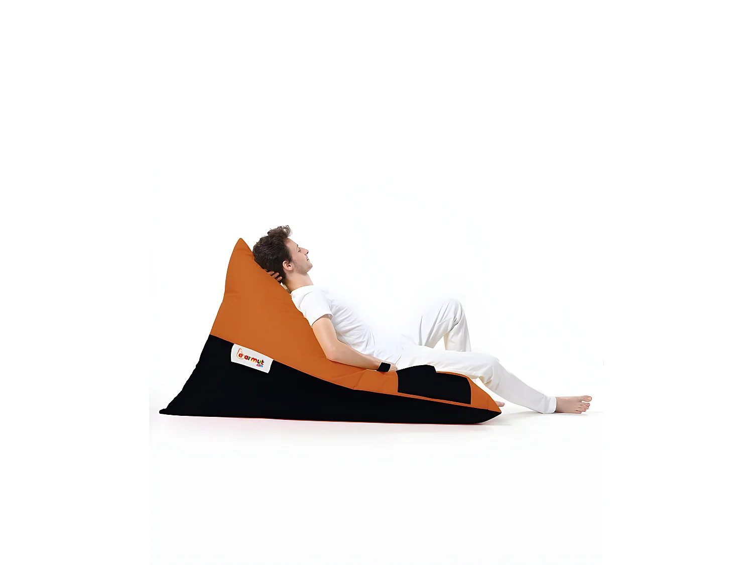 Pouf / coussin de sol triangle Gilko 90x145cm Tissu Noir et Orange