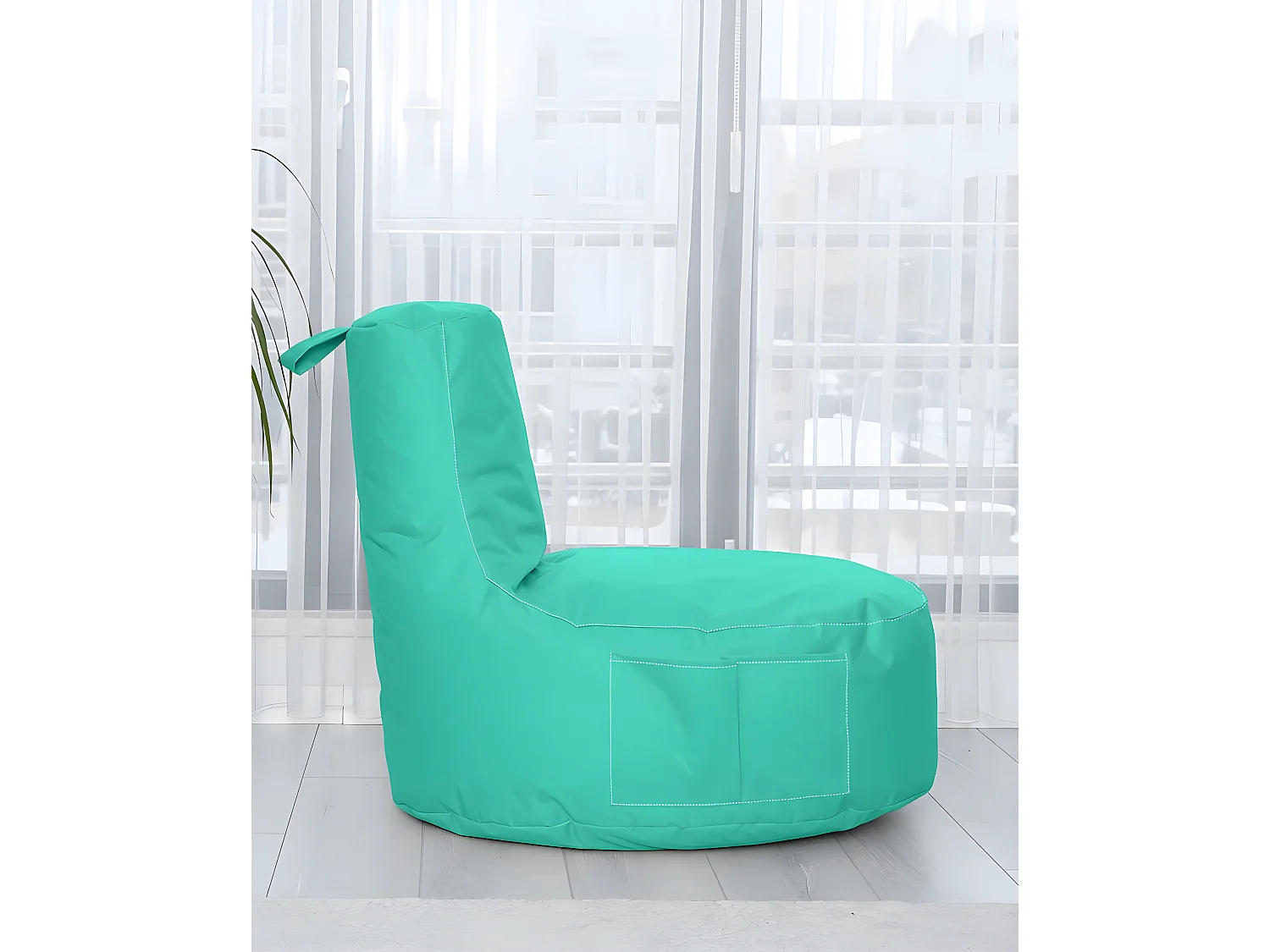 Pouf poire Arbane D70xH80cm Tissu Bleu vert
