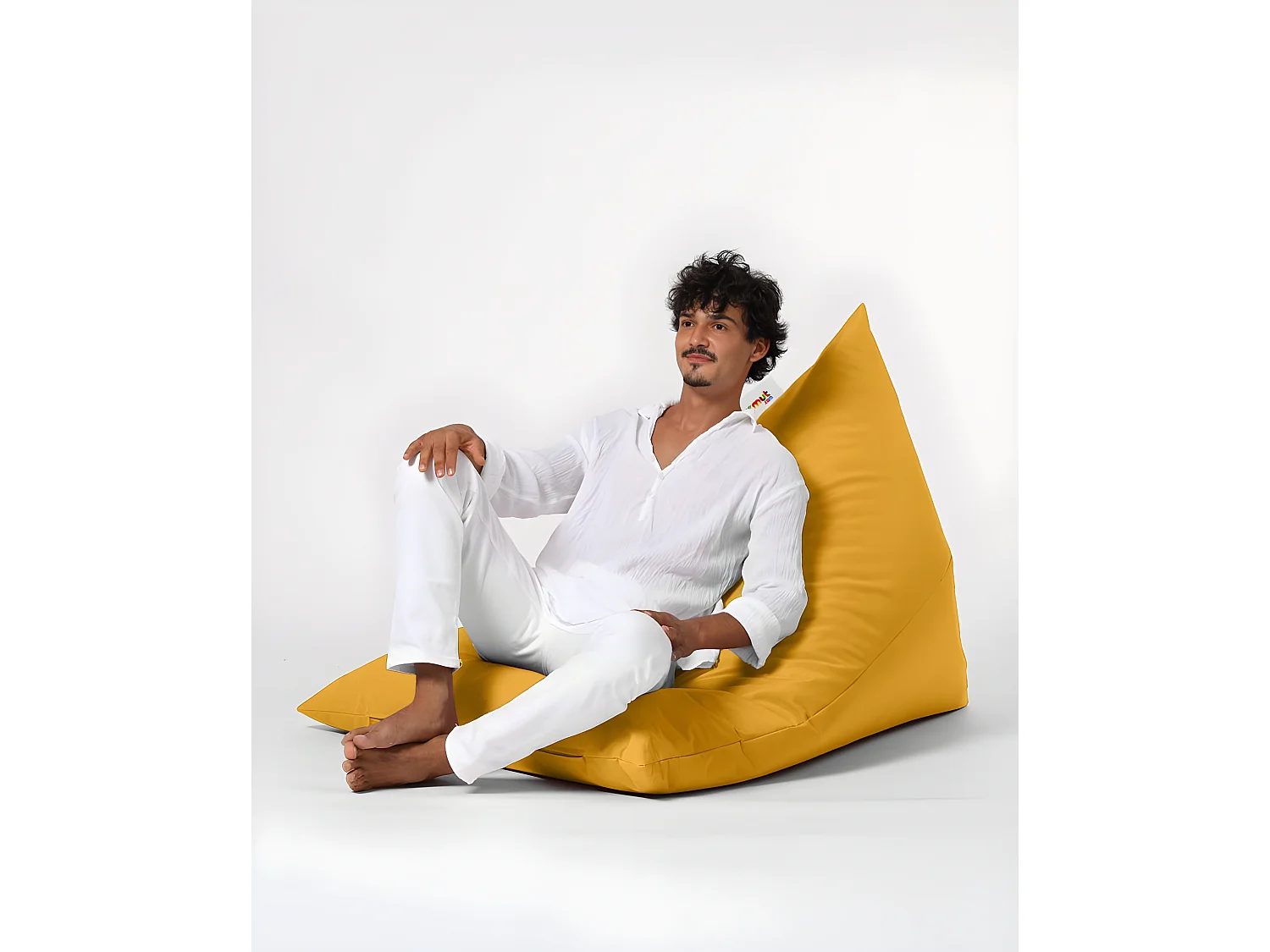 Pouf / coussin de sol triangle Gilka 90x145cm Tissu Jaune