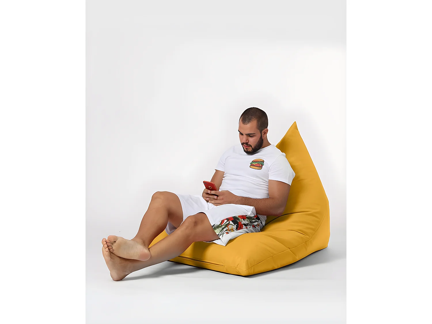 Pouf / coussin de sol triangle Gilka 90x145cm Tissu Jaune