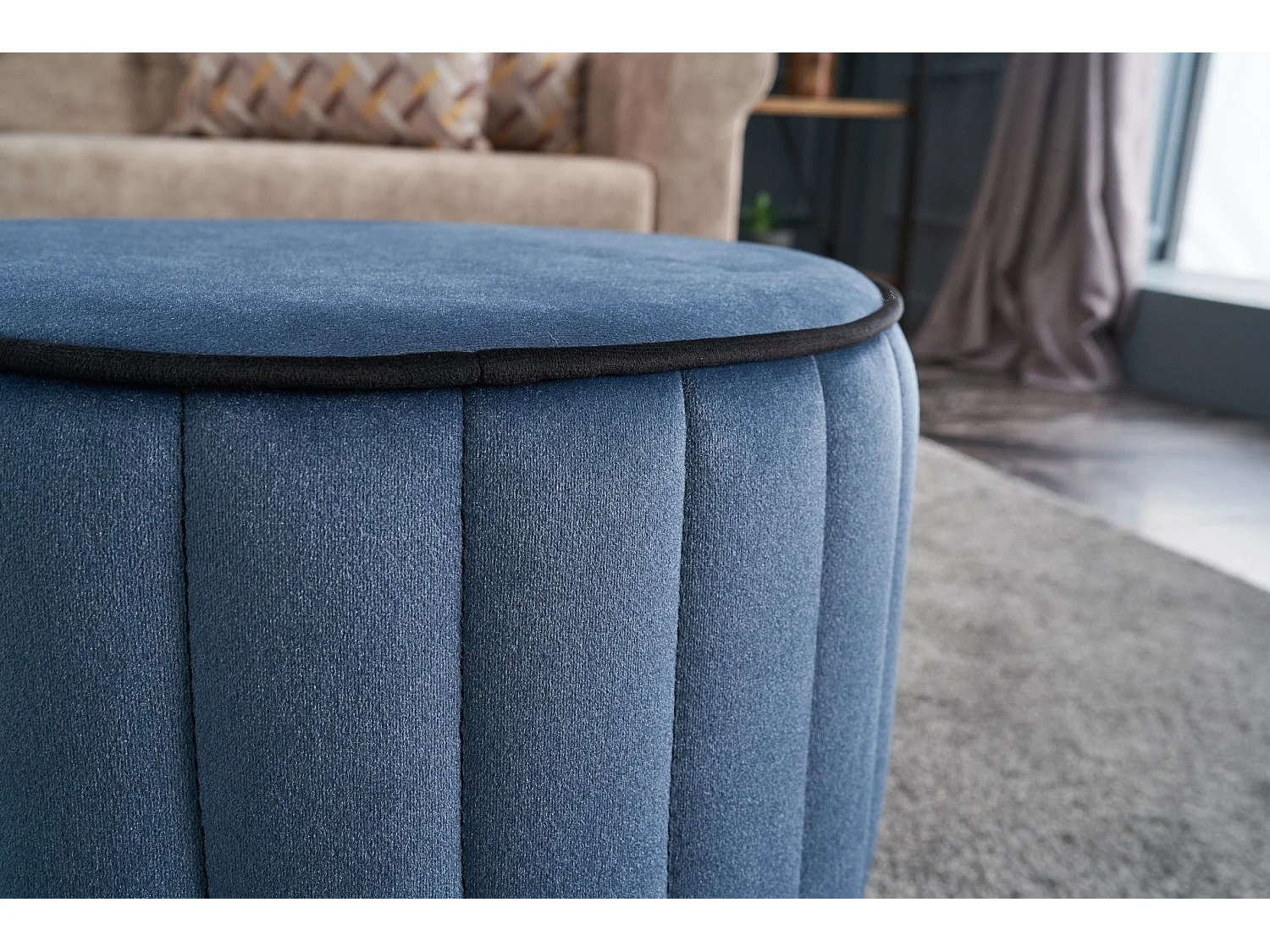 Puf Altadena 518, Azul, 40cm, Diámetro: 40, Tapiz