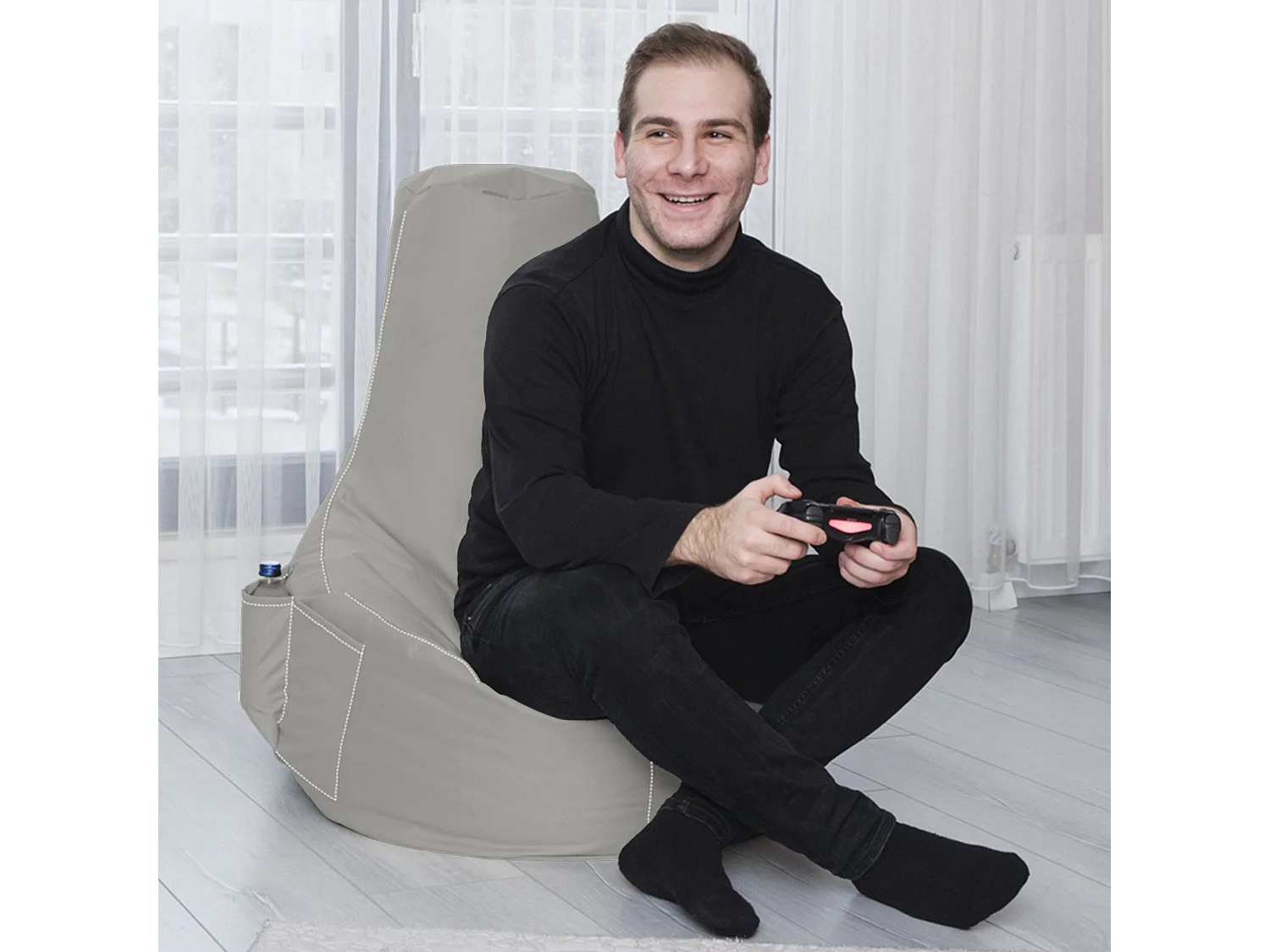 Pouf poire Arbane D70xH80cm Tissu Gris