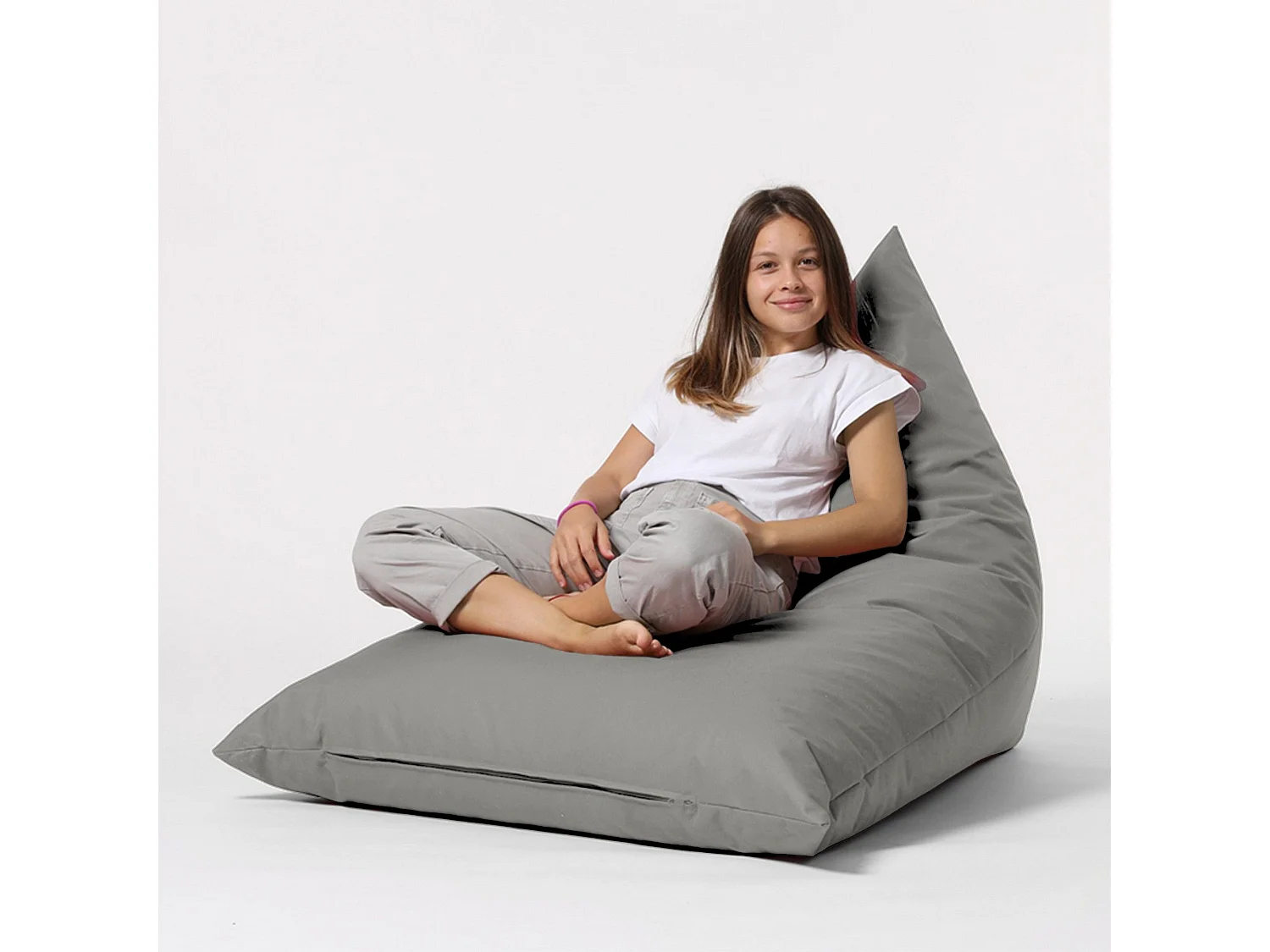 Pouf / coussin de sol triangle Gilka 90x145cm Tissu Gris