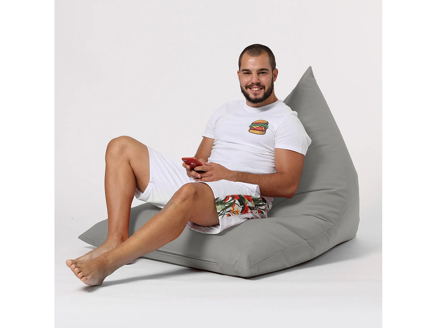 Pouf / coussin de sol triangle Gilka 90x145cm Tissu Gris