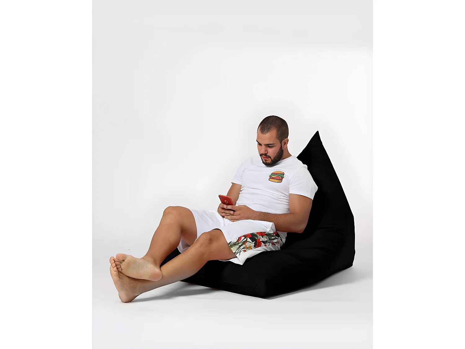 Pouf / coussin de sol triangle Gilka 90x145cm Tissu Noir