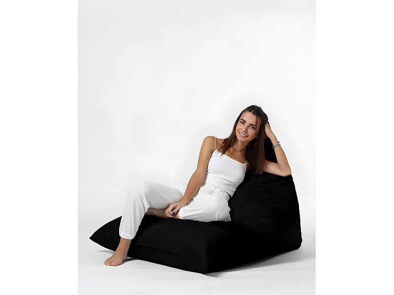 Pouf / coussin de sol triangle Gilka 90x145cm Tissu Noir