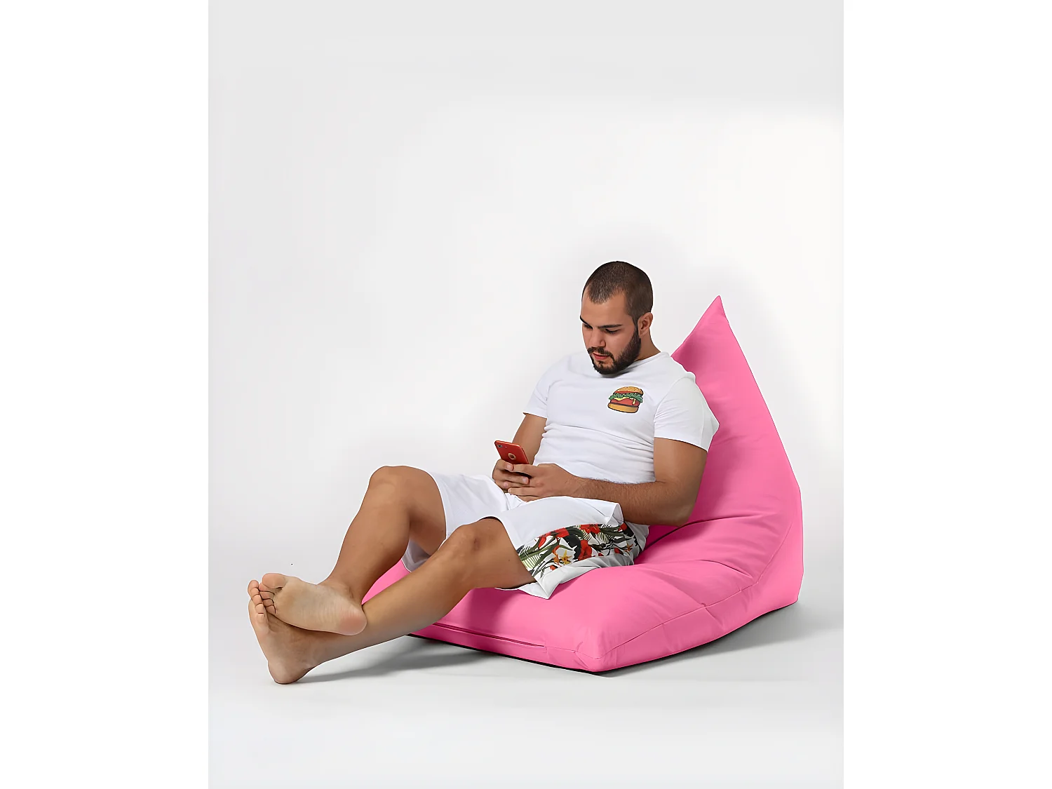 Pouf / coussin de sol triangle Gilka 90x145cm Tissu Rose