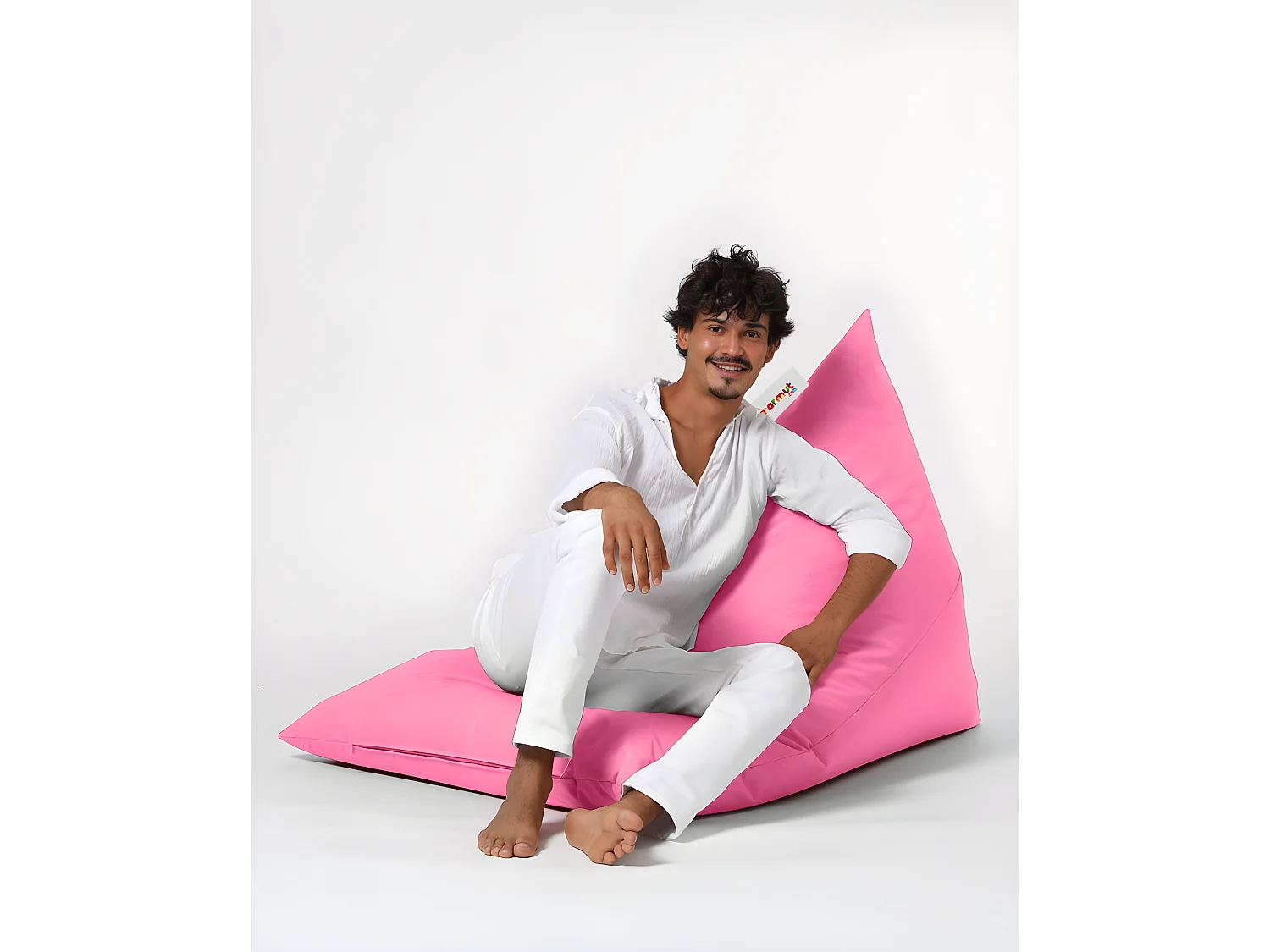 Pouf / coussin de sol triangle Gilka 90x145cm Tissu Rose