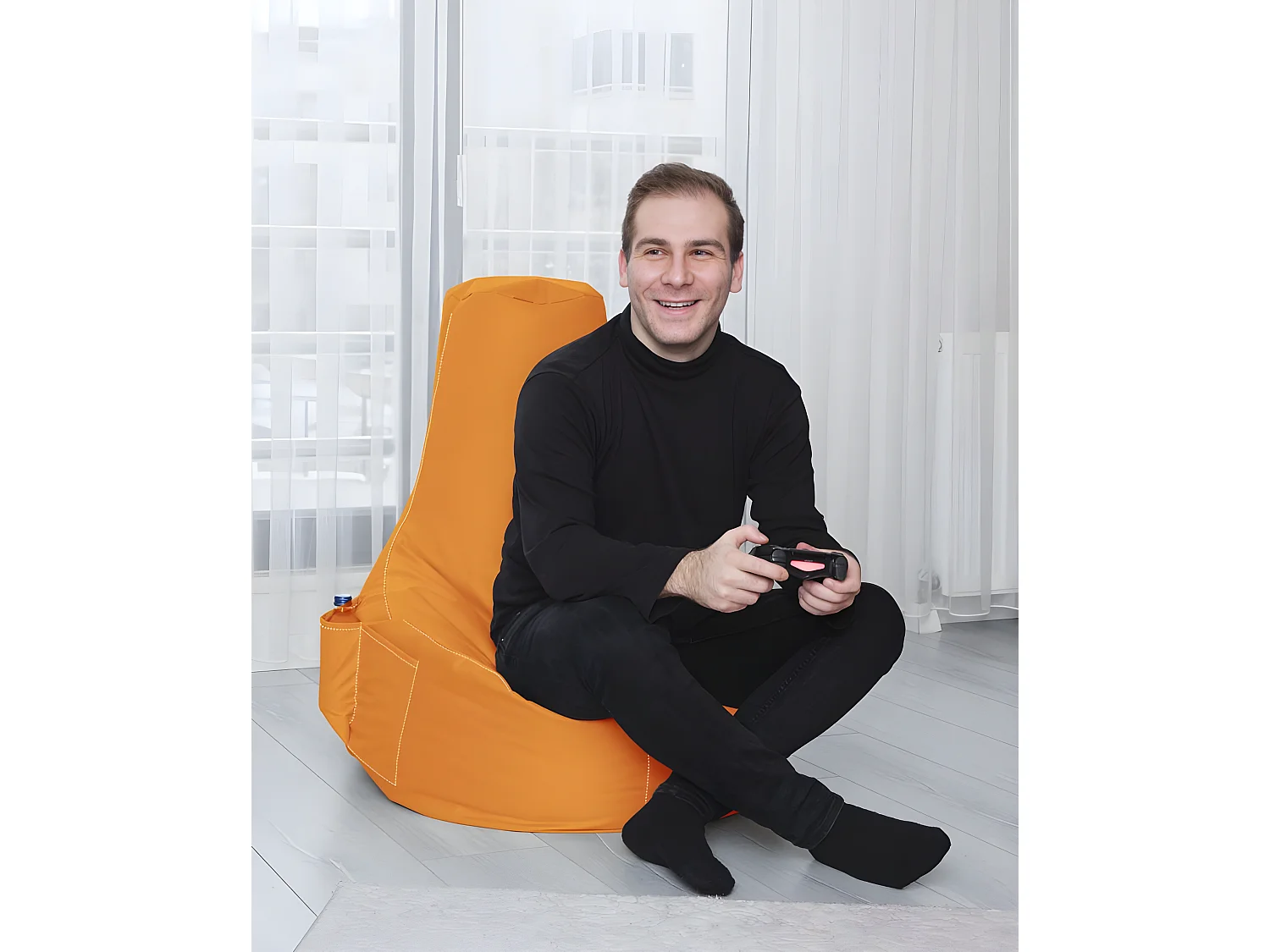 Pouf poire Arbane D70xH80cm Tissu Orange