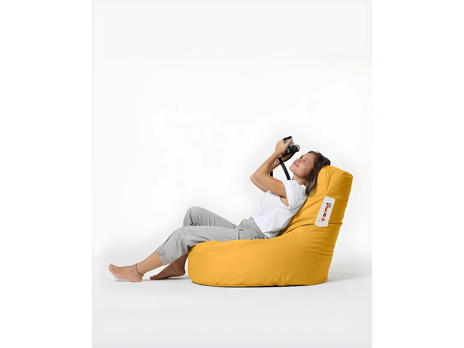 Pouf poire Arbone D70xH80cm Tissu Jaune